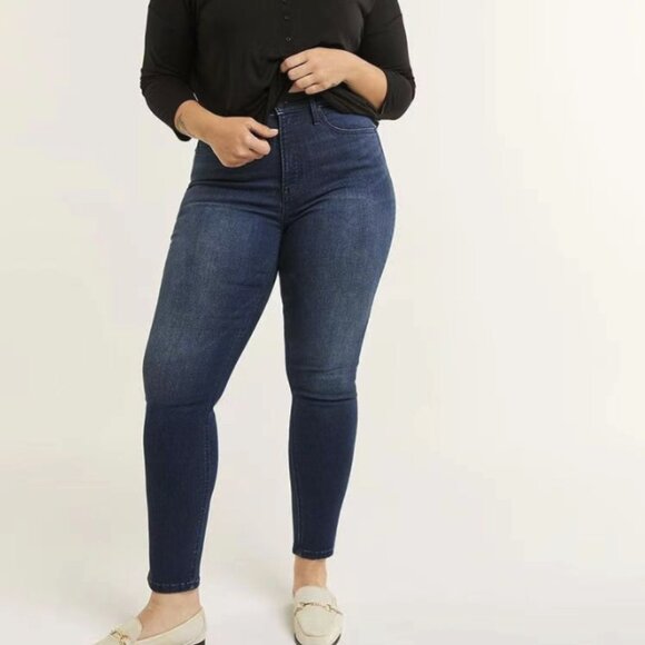 Denim - women's dark blue jeans Plus size XXL